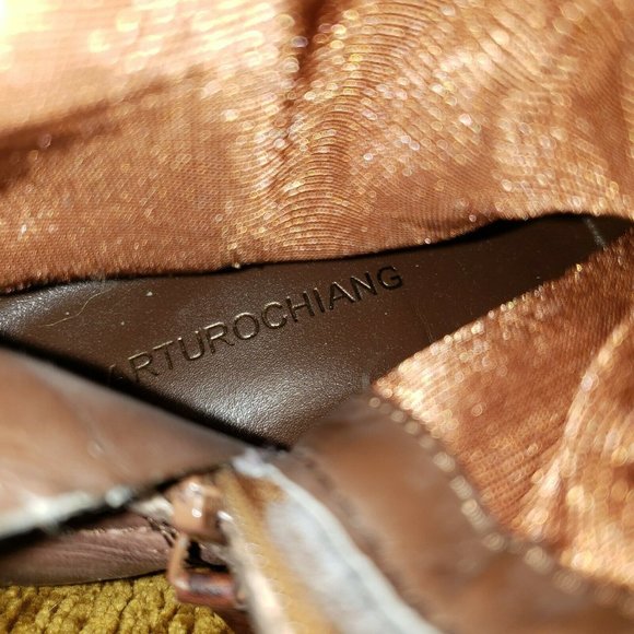 Arturo Chiang Women Riding Boot Knee High Buckle Strap Button Side Zip Brown 6.5 - Picture 8 of 12